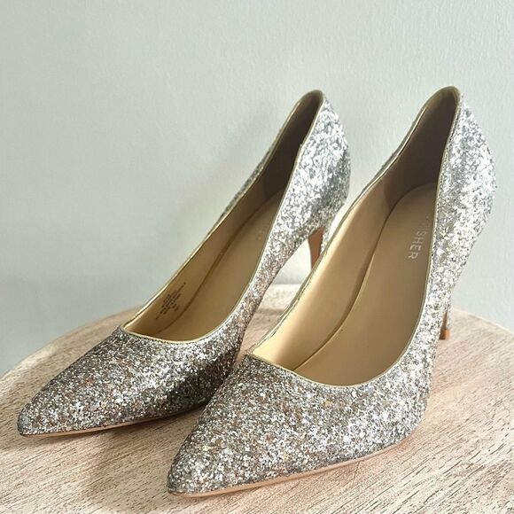 Marc Fisher Darreny Embellished Sparkly Glitter Pumps Heels in Gold NWOB - Picture 3 of 10